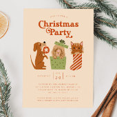 クリスマスパーティーネコ犬イエロー 招待状