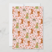 クリスマスパーティーネコ犬ピンク 招待状 (裏面)