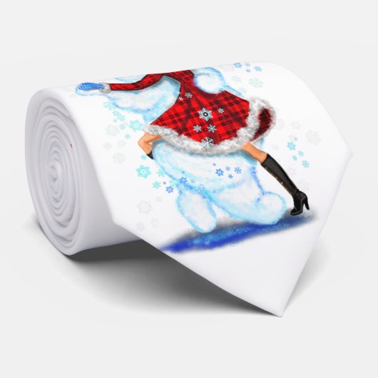 クリスマスパーティーネックタイ雪だるまとガールダンス ネクタイ (ロール)
