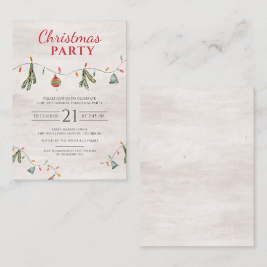 クリスマスパーティーハッピーホリデーズアニュアルファミリー ノートカード (正面/裏面)