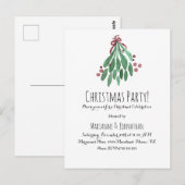 クリスマスパーティーハンドウォーターカラーツリーとボウ ポストカード (正面/裏面)