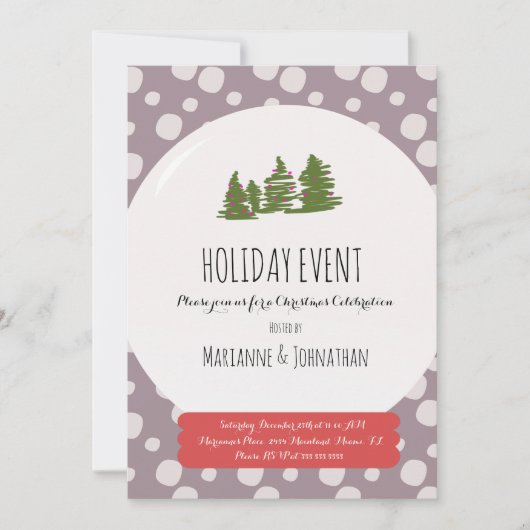 クリスマスパーティーハンドドロッドスノーグローブドードール 招待状 (正面)