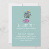クリスマスパーティーハンドドロドクリスマスツリードードル 招待状 (正面)