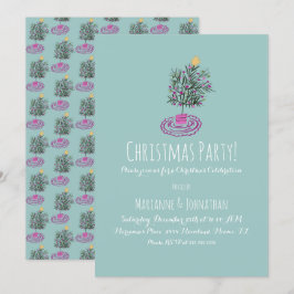 クリスマスパーティーハンドドロドクリスマスツリードードル 招待状