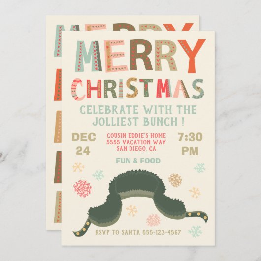 クリスマスパーティーバケーションエドディズハットホリデーパーティー 招待状 (正面/裏面)