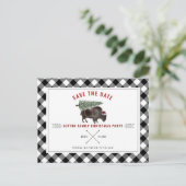 クリスマスパーティーバッファローサンタプレイド日付を保存 シーズンポストカード (スタンド正面)