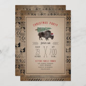 クリスマスパーティーバッファローバイソンツリーサンタバーラップ 招待状 (正面/裏面)