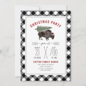 クリスマスパーティーバッファローバイソンツリーサンタプレイド 招待状 (正面)