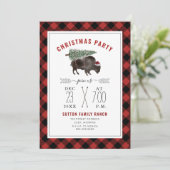 クリスマスパーティーバッファローバイソンツリーサンタレッドプレイド 招待状 (スタンド正面)