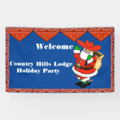 クリスマスパーティーバナーレッドバンダナカウボーイサンタ 横断幕 (横)