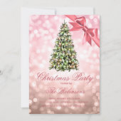 クリスマスパーティーバラ金ゴールドクリスマスツリーライトリボン 招待状 (正面)
