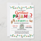 クリスマスパーティーパジャマの祝祭パーティーの大人 招待状 (正面)