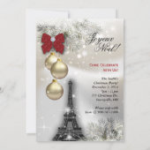 クリスマスパーティーパリカードエッフェルタワースターズぺア 招待状 (裏面)
