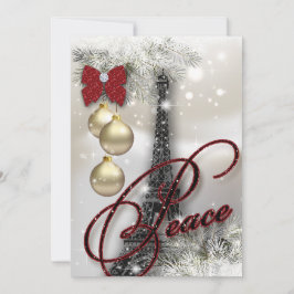 クリスマスパーティーパリカードエッフェルタワースターズぺア 招待状