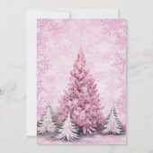 クリスマスパーティーピンクの木の雪の結晶ラグジュアリー 招待状 (裏面)