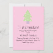 クリスマスパーティーピンクパステルツリー 招待状 (正面)