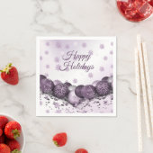 クリスマスパーティーピンクパープルオーナメント雪片 スタンダードカクテルナプキン (インサイチュ)