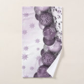 クリスマスパーティーピンクパープルオーナメント雪片 バスタオルセット (ハンドタオル)