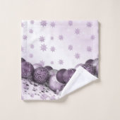 クリスマスパーティーピンクパープルオーナメント雪片 バスタオルセット (ウォッシュタオル)