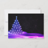 クリスマスパーティーピンクブルーシャイニーツリーウィンターブラック 出欠カード (裏面)