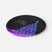 クリスマスパーティーピンクブルーツリーウィンターブラック素朴 ペーパープレート (アングル)