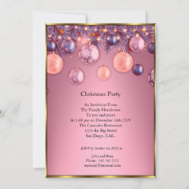 クリスマスパーティーピンクボーブル招待 招待状