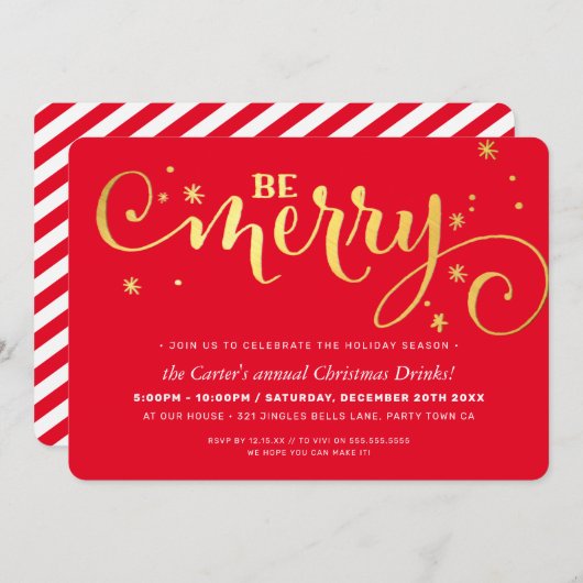 クリスマスパーティーフェスティバルおもしろいタイポグラフィメリーBE シーズンカード (正面/裏面)