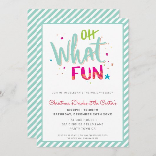 クリスマスパーティーフェスティバルおもしろいタイポグラフィOH WHATおもしろい シーズンカード (正面/裏面)