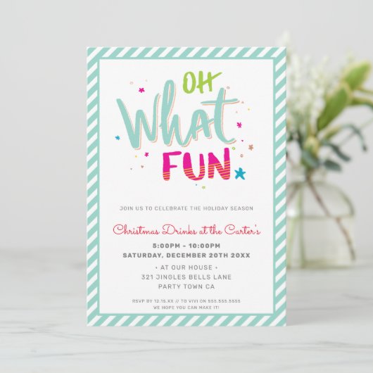 クリスマスパーティーフェスティバルおもしろいタイポグラフィOH WHATおもしろい シーズンカード (スタンド正面)