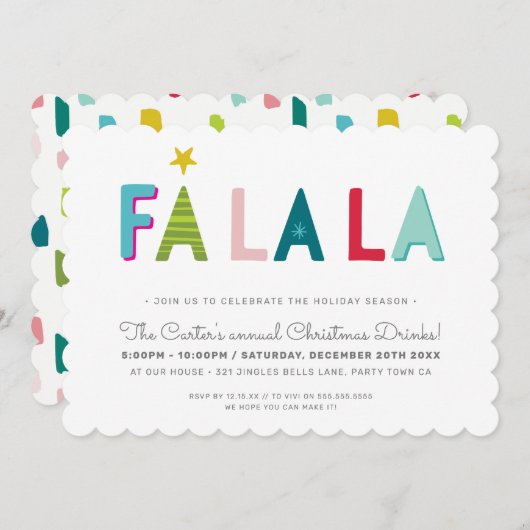 クリスマスパーティーフェスティバルはっきりしたおもしろいカラフルファララ シーズンカード (正面/裏面)