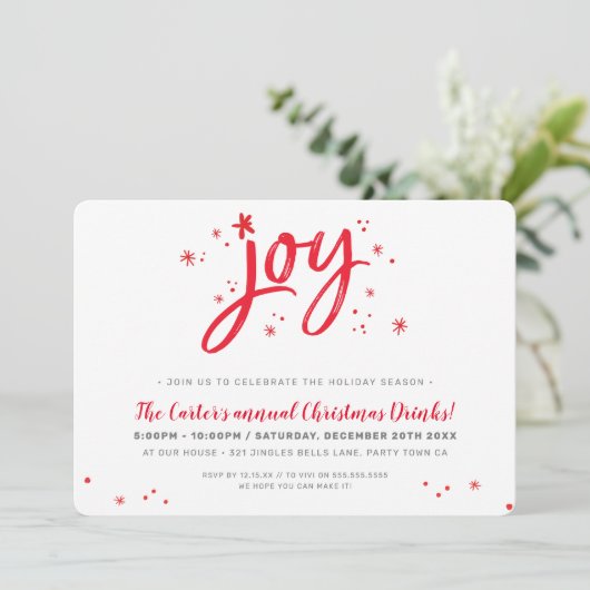 クリスマスパーティーフェスティバルはっきりしたおもしろい喜び赤いきらめき シーズンカード (スタンド正面)