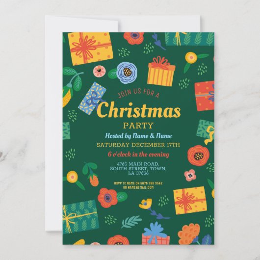 クリスマスパーティーフェスティバルギフト招待状 招待状 (正面)