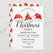 クリスマスパーティーフェスティバルサンタハット招待状 招待状 (正面/裏面)