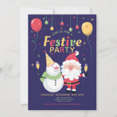 クリスマスパーティーフェスティバルサンタ招待状 招待状 (正面)
