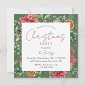 クリスマスパーティーフェスティバルスクリプトモダンフローラ 招待状 (正面)