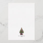 クリスマスパーティーフェスティバルピンクツリー金ゴールド 箔招待状 (裏面)