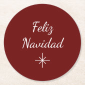 クリスマスパーティーフェリズナビダードスノーフレークシンプルレッド ラウンドペーパーコースター (正面)