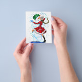 クリスマスパーティーフライヤー雪だるまとガールダンス チラシ (手)