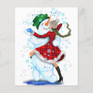 クリスマスパーティーフライヤー雪だるまとガールダンス チラシ