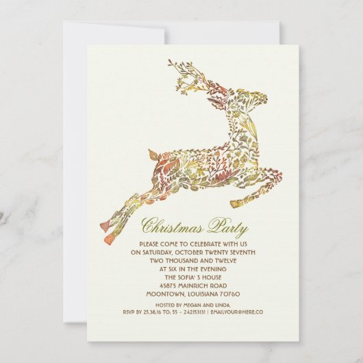クリスマスパーティーフローラシカヴィンテージホリデーズ 招待状 (正面)