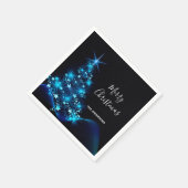 クリスマスパーティーブラックブルーモダンツリー スタンダードカクテルナプキン (角)