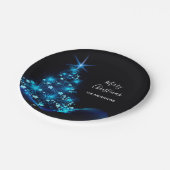 クリスマスパーティーブラックブルーモダンツリー ペーパープレート (アングル)