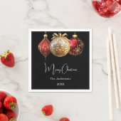 クリスマスパーティーブラック赤金ゴールド スタンダードカクテルナプキン (インサイチュ)