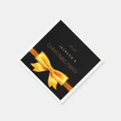 クリスマスパーティーブラック金ゴールドエレガントボウの姓 スタンダードカクテルナプキン (角)