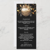 クリスマスパーティーブラック金ゴールドボーブルディナーカード 招待状 (正面)
