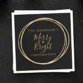 クリスマスパーティーブラック金ゴールド スタンダードカクテルナプキン