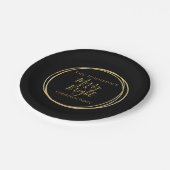 クリスマスパーティーブラック金ゴールド ペーパープレート (アングル)