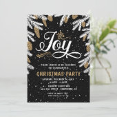 クリスマスパーティーブラック&金ゴールドジョイ招待状 招待状 (スタンド正面)