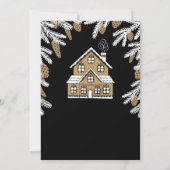 クリスマスパーティーブラック&金ゴールドハウス招待状 招待状 (裏面)