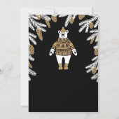 クリスマスパーティーブラック&金ゴールドベア招待状 招待状 (裏面)